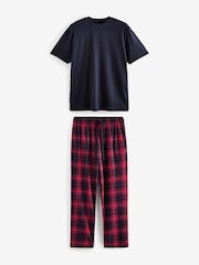 Navy/Red Check Motionflex Cosy Pyjamas Set - Image 6 of 11