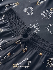 Black/White 100% Cotton Matching Family Mens Christmas Tree Pyjamas - Image 10 of 11