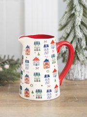 Something Different White Christmas Street Print Ceramic Flower Jug - Image 1 of 5