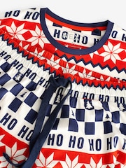 Red/Navy Blue 100% Cotton Matching Family Mens Christmas Ho Ho Ho Fairisle Pattern Pyjamas - Image 11 of 12