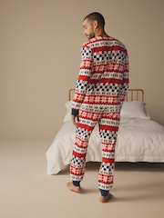 Red/Navy Blue 100% Cotton Matching Family Mens Christmas Ho Ho Ho Fairisle Pattern Pyjamas - Image 4 of 12
