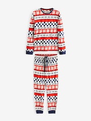 Red/Navy Blue 100% Cotton Matching Family Mens Christmas Ho Ho Ho Fairisle Pattern Pyjamas - Image 7 of 12