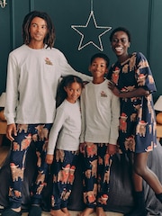 Grey/Navy Blue Mens Matching Family Christmas Hamish The Highland Cow 100% Cotton Pyjamas - Image 3 of 5