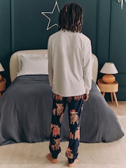 Grey/Navy Blue Mens Matching Family Christmas Hamish The Highland Cow 100% Cotton Pyjamas - Image 4 of 5
