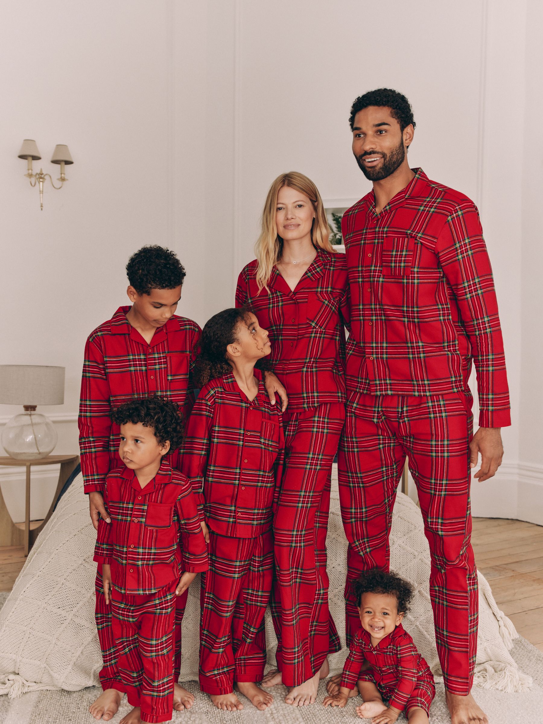 Buy Red Check Matching Family Mens Christmas Flannel Pyjamas from Next Luxembourg