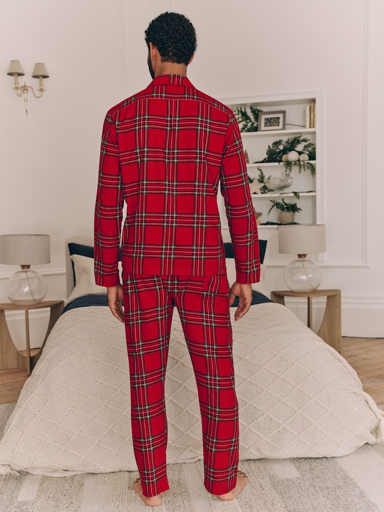 Red Check 100% Cotton Matching Family Mens Christmas Flannel Pyjamas - Image 4 of 8