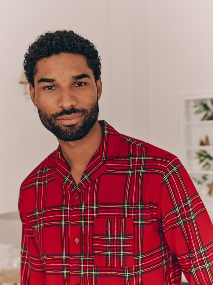 Red Check 100% Cotton Matching Family Mens Christmas Flannel Pyjamas - Image 5 of 8