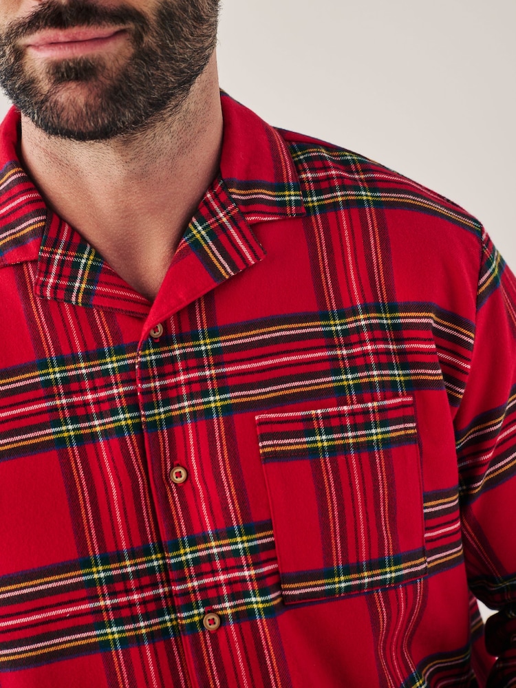 Red Check 100% Cotton Matching Family Mens Christmas Flannel Pyjamas - Image 6 of 8