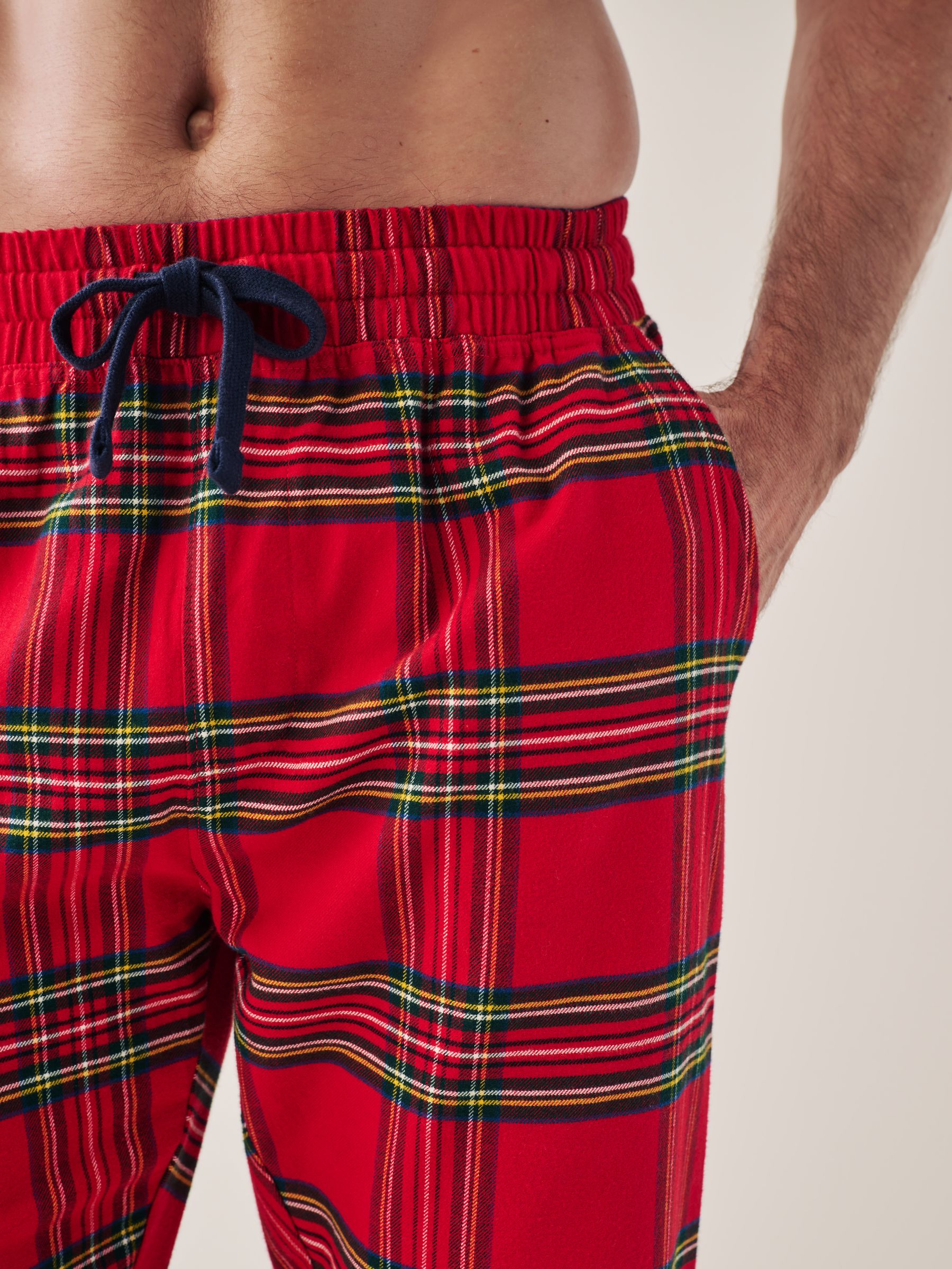 Buy Red Check Matching Family Mens Christmas Flannel Pyjamas from Next Luxembourg