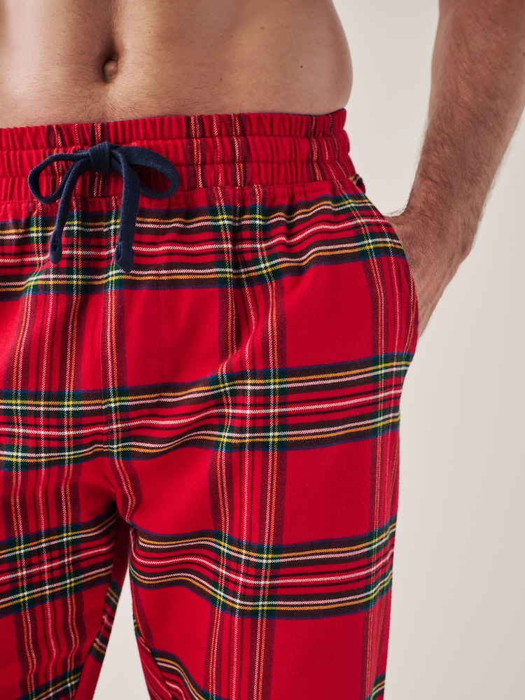 Red Check 100% Cotton Matching Family Mens Christmas Flannel Pyjamas - Image 7 of 8