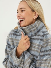 FatFace Grey Freya Wool Blend Funnel Coat - Image 3 of 5