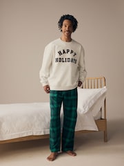 Grey/Green Mens Matching Family Christmas Happy Holidays Pyjamas - Image 1 of 9