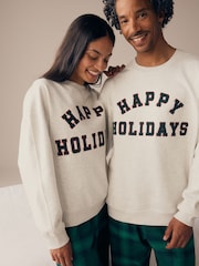Grey/Green Mens Matching Family Christmas Happy Holidays Pyjamas - Image 4 of 9