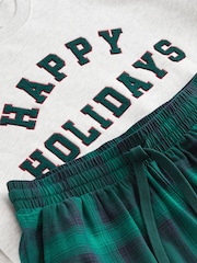 Grey/Green Mens Matching Family Christmas Happy Holidays Pyjamas - Image 9 of 9
