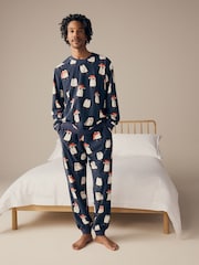 Navy Blue Matching Family Mens Christmas Penguin Pyjamas - Image 1 of 11
