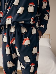 Navy Blue Matching Family Mens Christmas Penguin Pyjamas - Image 5 of 11
