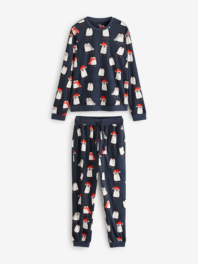 Navy Blue Matching Family Mens Christmas Penguin Pyjamas - Image 6 of 11