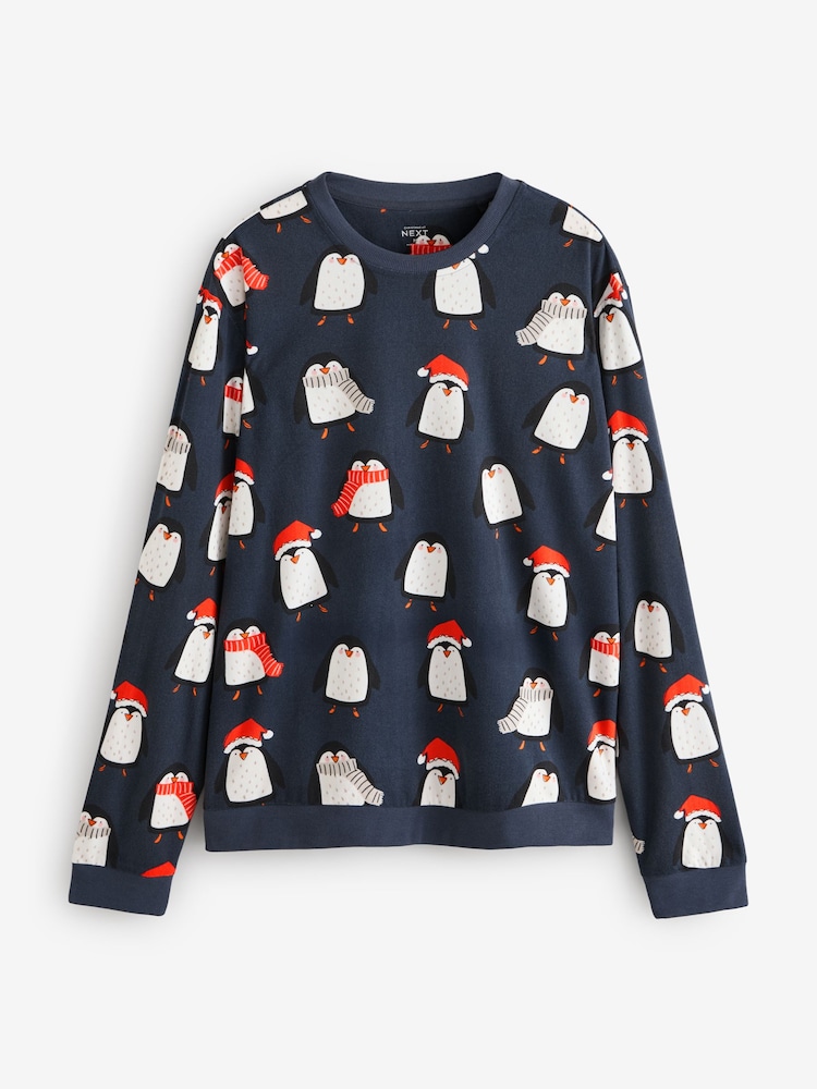 Navy Blue Matching Family Mens Christmas Penguin Pyjamas - Image 7 of 11