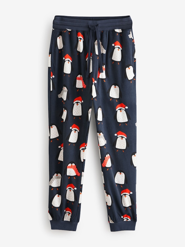 Navy Blue Matching Family Mens Christmas Penguin Pyjamas - Image 8 of 11
