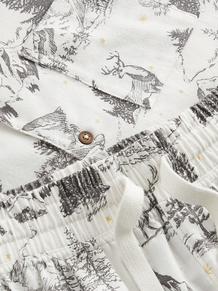 Grey Mens 100% Cotton Matching Family Christmas Mountain Print Pyjamas - Image 10 of 10