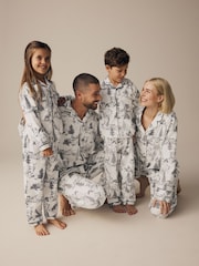 Grey Mens 100% Cotton Matching Family Christmas Mountain Print Pyjamas - Image 2 of 10