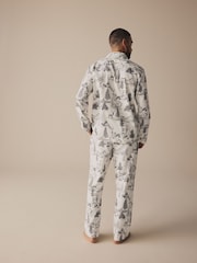 Grey Mens 100% Cotton Matching Family Christmas Mountain Print Pyjamas - Image 4 of 10