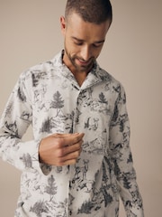 Grey Mens 100% Cotton Matching Family Christmas Mountain Print Pyjamas - Image 5 of 10