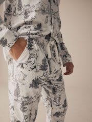 Grey Mens 100% Cotton Matching Family Christmas Mountain Print Pyjamas - Image 6 of 10