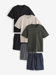 Grün/Stone/Blau - Jersey-Pyjama-Shorts im 3er-Pack - Bild 1 von 12
