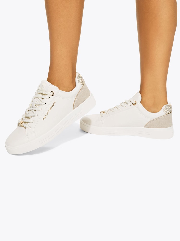 KG Kurt Geiger Cream Lillie Embellished Trainers - Image 1 of 5 KG Kurt Geiger Cream Lillie Embellished Trainers - Image 1 of 5