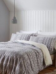 Catherine Lansfield Grey Alpine Teddy Borg Fleece Duvet Cover and Pillowcase Set - Image 1 of 3