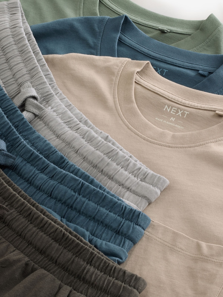 Blauw/Groen/Kiezelkleurig - Set van 3 jersey pyjamashorts - Image 8 of 10