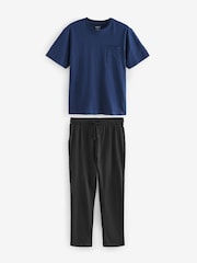 Navy Blue Jersey Long Pyjamas Set - Image 1 of 5