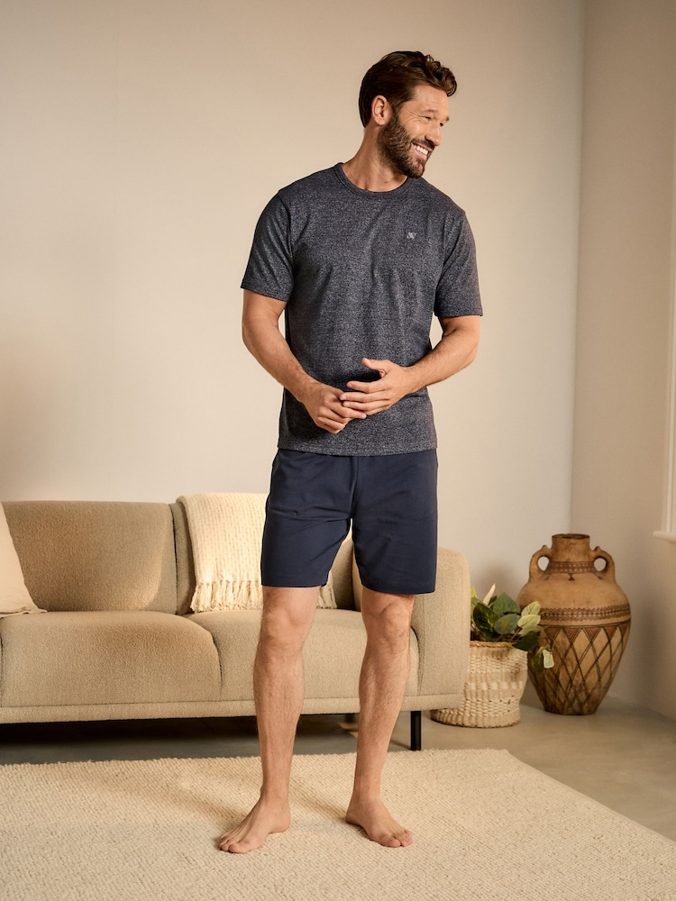 Bleu marine rayé - Ensemble pyjama short en jersey - Image 3 of 13