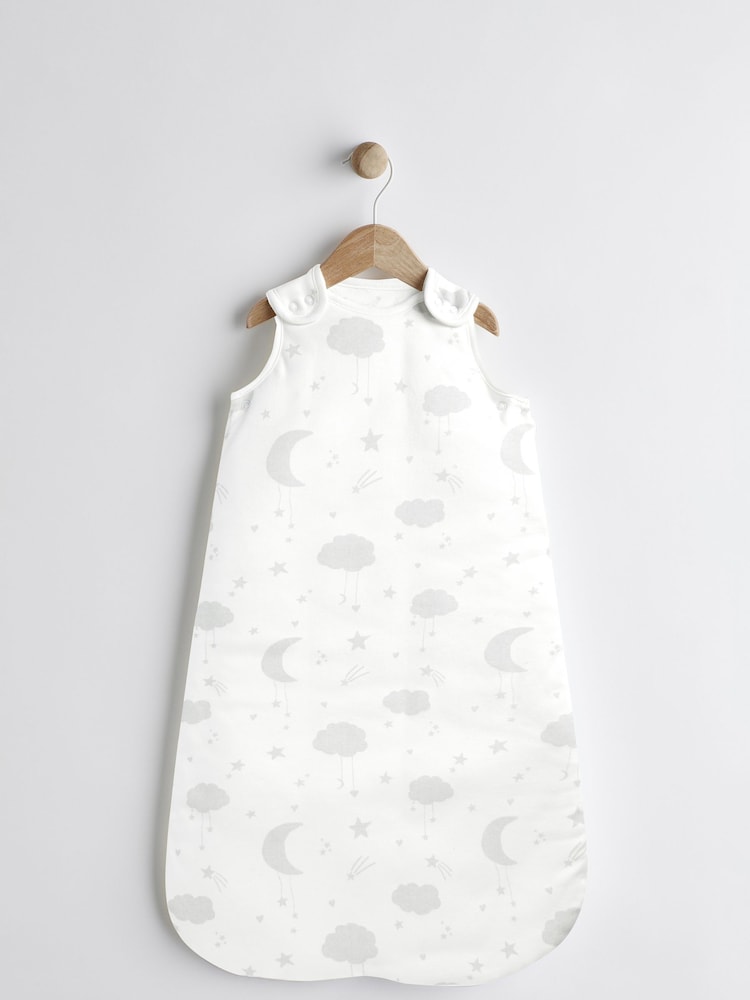 Grey Moon and Stars 2.5 Tog Baby 100% Cotton Sleep Bag - Image 1 of 1