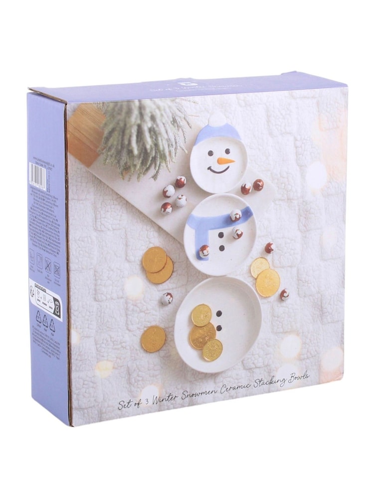 Something Different White Set of 3 Winter Snowmen Stacking Bowls - Image 5 of 5