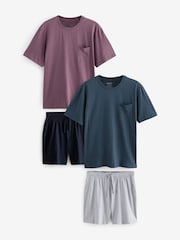 Blue/Purple Jersey Short Pyjamas 2 Pack - Image 1 of 14