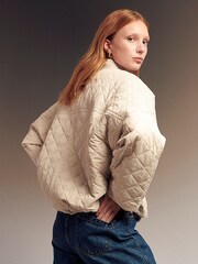 Barbour® White ReEngineered Bowhill Bomber Style Quilted Jacket - Image 10 of 18