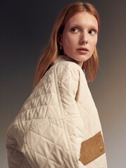 Barbour® White ReEngineered Bowhill Bomber Style Quilted Jacket - Image 11 of 18
