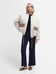 Barbour® White ReEngineered Bowhill Bomber Style Quilted Jacket - Image 14 of 18