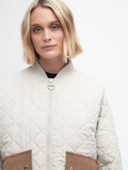 Barbour® White ReEngineered Bowhill Bomber Style Quilted Jacket - Image 15 of 18