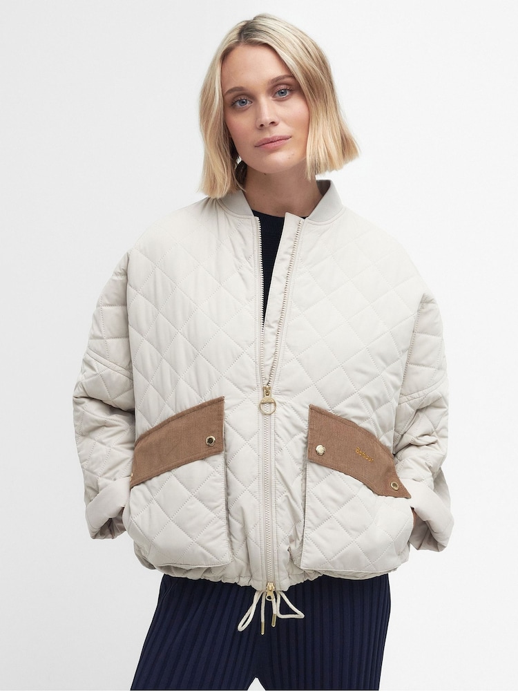 Barbour® White ReEngineered Bowhill Bomber Style Quilted Jacket - Image 2 of 18