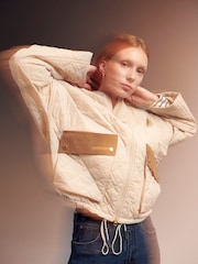 Barbour® White ReEngineered Bowhill Bomber Style Quilted Jacket - Image 3 of 18