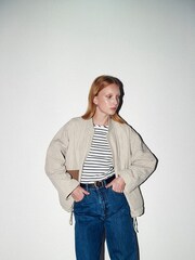 Barbour® White ReEngineered Bowhill Bomber Style Quilted Jacket - Image 4 of 18