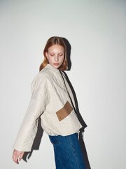 Barbour® White ReEngineered Bowhill Bomber Style Quilted Jacket - Image 9 of 18