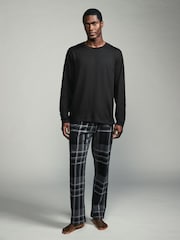 Black/Grey Check Long Sleeve 100% Cotton Pyjamas Set - Image 1 of 10