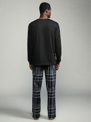 Black/Grey Check Long Sleeve 100% Cotton Pyjamas Set - Image 2 of 10