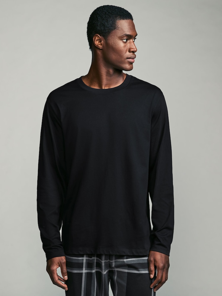 Buy Black/Grey Check Long Sleeve 100% Cotton Pyjamas Set from Next