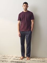 Slate Grey/Red Open Hem Cuffed Pyjamas 2 Pack - Image 2 of 11