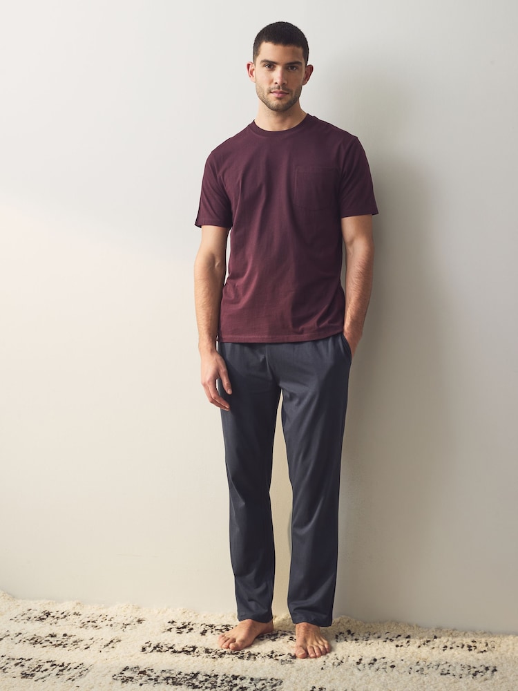 Slate Grey/Red Open Hem Cuffed Pyjamas 2 Pack - Image 2 of 11